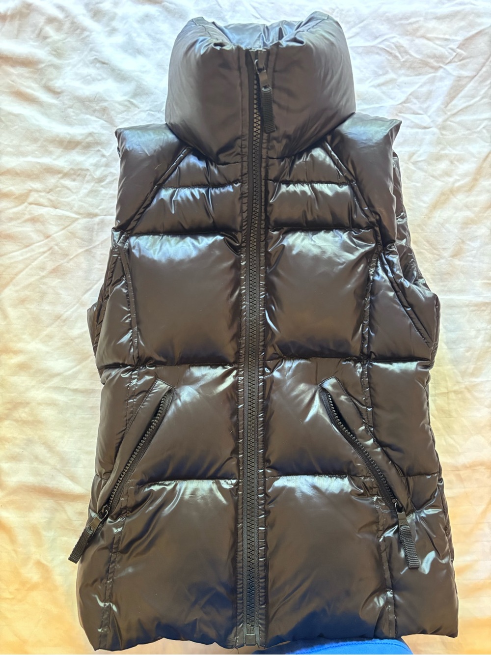 SAM. Black Quilted Puffer Vest with High Collar
